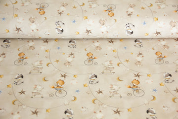 B-Ware 50 cm Jersey mit Tieren "Circus Animals", beige